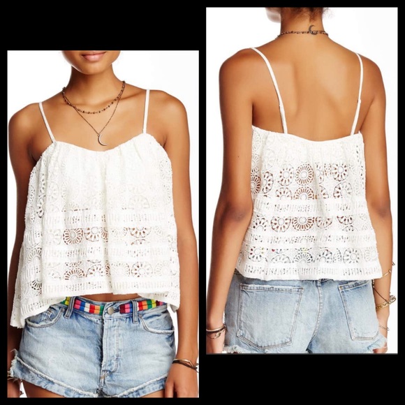 Free People Crochet Lace Cropped Bandeau Blouse - Picture 2 of 8